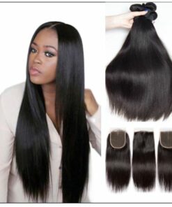 brazilian straight hair bundles with closure img 1