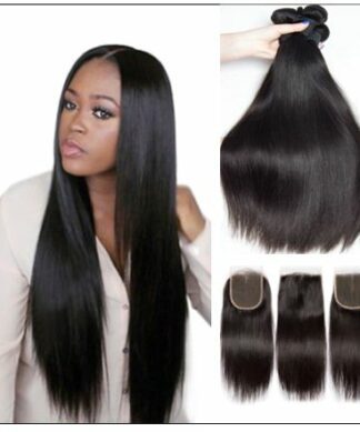 brazilian straight hair bundles with closure img 1