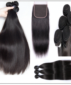 Brazilian Straight Hair 3 Bundles With Closure img 2