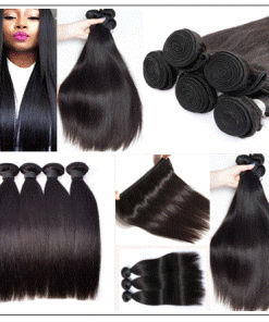 Brazilian Straight Hair 3 Bundles With Closure img 3