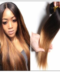 1 Bundle 3 Tone Ombre Straight Virgin Hair Weaving Remy Hair img 1-min