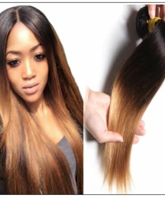 1 Bundle 3 Tone Ombre Straight Virgin Hair Weaving Remy Hair img 1-min