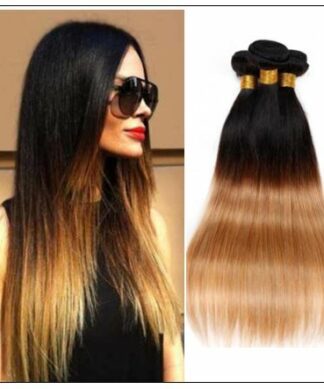 3 Bundles Straight Hair Weaves Ombre Human Hair Weft img-min