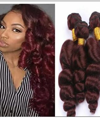 99J Loose Wave Wine Red Wavy Human Hair Weave img-min