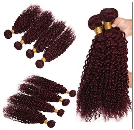 99J Red Wine Color Jerry Curly Wave 100% Virgin Remy Hair img 3-min