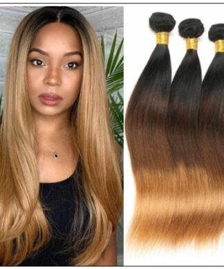 Brazilian 3 Bundles Tone Ombre Straight Hair Weave Remy Hair img-min