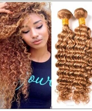 Honey Blonde Deep Wave Hair Weave img-min