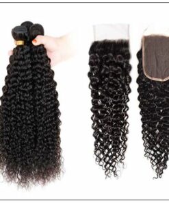 Brazilian Kinky Curly With Closure Hair Extensions img 3-min