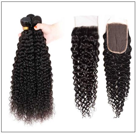 Brazilian Kinky Curly With Closure Hair Extensions img 3-min