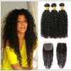 Brazilian Kinky Curly With Closure Hair Extensions img-min