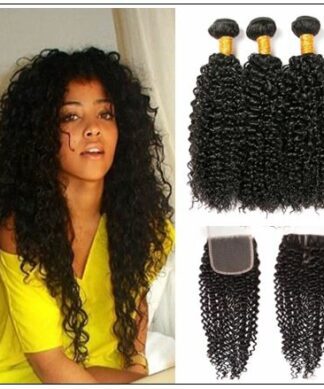 Brazilian Kinky Curly With Closure Hair Extensions img-min