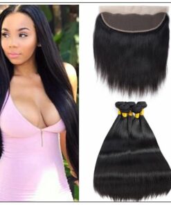 Brazilian Straight Frontal Closure Hair Weave img-min