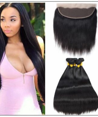 Brazilian Straight Frontal Closure Hair Weave img-min