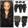100% Peruvian Loose Wave 3pcs Virgin Hair With Closure img