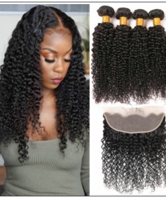 100% Virgin Hair Kinky Curly 3 Pcs With 13×4 Frontal IMG-min