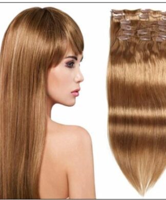 #12 Light Brown Virgin Hair Extensions Clip In Hair img-min-min