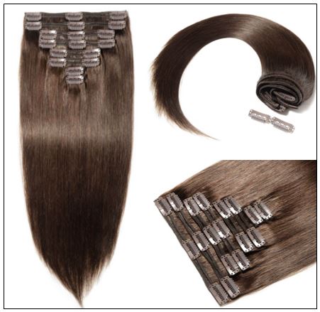#2 Dark Brown Clip In Hair Extensions Virgin Hair img 2-min