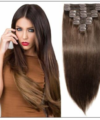 #2 Dark Brown Clip In Hair Extensions Virgin Hair img-min