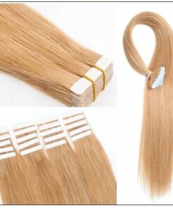 #27 strawberry blonde straight tape in hair extension 100% virgin hair img 3-min