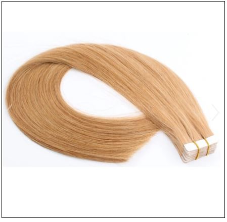 #27 strawberry blonde straight tape in hair extension 100% virgin hair img 4-min