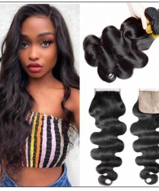 3 Bundles Body Wave With 4x4 Fake Scalp Closure Virgin Hair Natural Color img-min