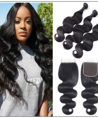 3 Bundles Brazilian Body Wave With Lace Closure img-min