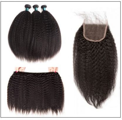 3 Bundles Kinky Straight Virgin Hair With 4x4 Inch Lace Closure img 3-min