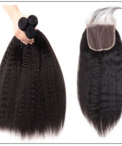3 Bundles Kinky Straight Virgin Hair With 4x4 Inch Lace Closure img 4-min