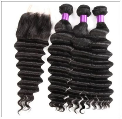 3 Bundles Loose Deep Wave Virgin Human Hair With Lace Closure img 2-min