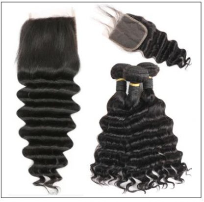 3 Bundles Loose Deep Wave Virgin Human Hair With Lace Closure img 4-min