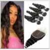 3 Bundles Loose Wave Hair and Closure 100 Virgin Human Hair img-min