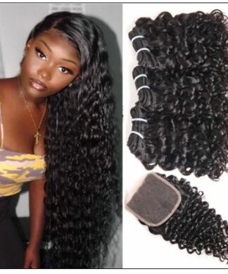 3 Bundles Malaysian Water Wave Human Hair With Closure IMG-min