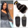 3 Bundles Peruvian Straight Hair Deals with Lace closure img-min