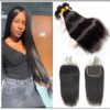 3 Bundles Peruvian Straight Hair Deals with Lace closure img-min