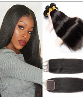 3 Bundles Peruvian Straight Hair Weft With Closure img-min