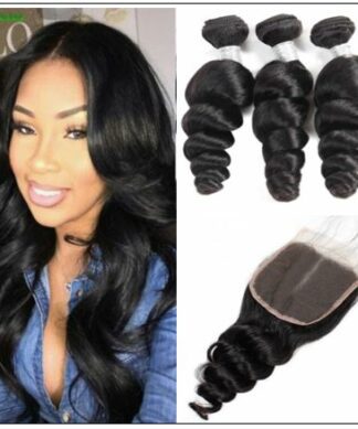 3 Bundles Premium Virgin Hair Loose Wave With Lace Closure img-min