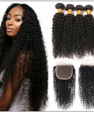 3 Bundles Virgin Hair Kinky Curly With 4×4 Inch Lace Closure IMG-min