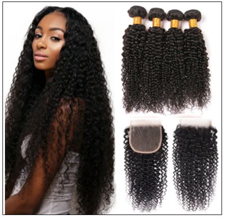 3 Bundles Virgin Hair Kinky Curly With 4×4 Inch Lace Closure IMG-min