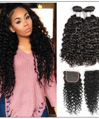 3 bundles brazilian water wave virgin human hair with lace closure img-min