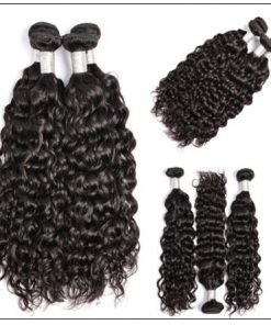 3 bundles peruvian water wave hair weaving with lace closure img 4-min
