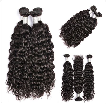 3 bundles peruvian water wave hair weaving with lace closure img 4-min