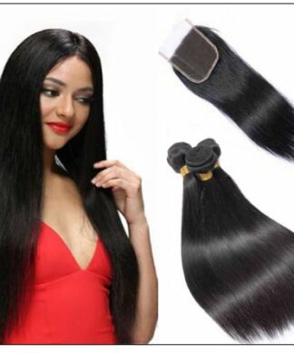 3 bundles unprocessed premium virgin straight hair with lace closure IMG-min