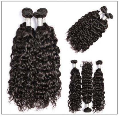 3 bundles water wave virgin with 4×4 inch lace closure free part closure img 2-min