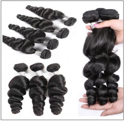 3Pcs Indian Loose Wave Virgin Hair With Closure img