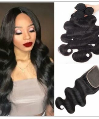 3Pcs Virgin+ Brazilian Body Wave Hair With Lace Closure img-min