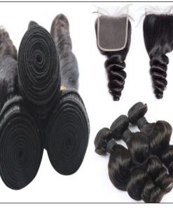 3pcs Indian Loose Wave Virgin Hair With Closure img 4-min