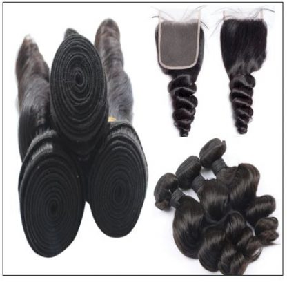 3pcs Indian Loose Wave Virgin Hair With Closure img 4-min