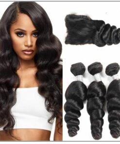 3pcs Indian Loose Wave Virgin Hair With Closure img-min