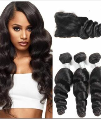 3pcs Indian Loose Wave Virgin Hair With Closure img-min