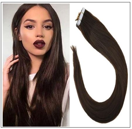 #4 dark brown Straight tape in hair extension 100%virgin hair img-min